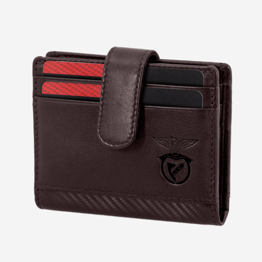 Porta-cartões Castanho em Pele Sport Lisboa e Benfica